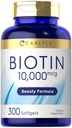 Carlyle Biotin 10000mcg | 300 Softgels | 머리, 피부, 손톱의 최대 강도 | 비 GMO, 글루텐 무료 보충