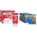 Quest Nutrition Frosted Strawberry Cake & 초콜릿 칩 단백질 쿠키 번들, 1g Sugar, 10g Protein, 2g Net Carbs, 글루텐 무료, 16 및 12 카운트