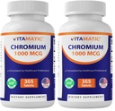 Vitamatic Chromium 1000 mcg | 365 정제 | 고전도 Chromium Picolinate | Non-GMO, 글루텐 프리팩(2개)