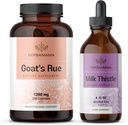 HERBAMA Goat의 Rue와 밀크 이틀 키트 - 1200 mg의 묶음 Goat의 Rue 캡슐 & 우유 Thistle Liver Detox Drops 4 fl oz - Vegan, Non-GMO, Sugar & Alcohol-Free - 2 Pack