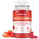 여성 및 아이를위한 철 Gummies - 혈액 빌더, 에너지, 철 결핍 및 빈혈을위한 Multivitamin가있는 철 Supplement Gummies - 설탕 무료 Vegan Strawberry 60 ct