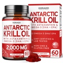 남극 Krill 오일 보충 (주빙 당 2000mg, 60 Softgels) Krill 오일 오메가 3 보충제 EPA, DHA 및 Astaxanthin - 성인을위한 프리미엄 인 포 지질 - 제 3 자 테스트, 비 GMO 및 미국 제작