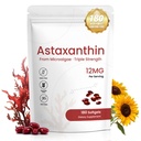 Astaxanthin 보충제 12mg, 180 Softgels, 6 개월 공급 | 신선한 Microalgae의 천연 산화 | 더 많은 지원 눈, 피부, 관절 건강, 비 GMO