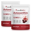 Astaxanthin 보충교재 12mg - 120 Softgels | Microalgae의 우수한 자연적인 산화 방지제 | 눈, 피부, 뇌, 합동, 심장 & 면역력 지원 | Non-GMO, 글루텐 자유로운