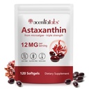 Astaxanthin 12mg, 120 Softgels – 건강한 피부, 시각, 합동 & 심장 지원을 위한 자연적인 미생물 산화제 – 비 GMO, 글루텐 자유로운 – 4달 공급