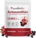 AIQIUSHA Astaxanthin는 코코넛 오일, 120 Softgels, 4 개월 공급으로 12mg을 보충합니다 | Microalgae의 트리플 강도 천연 아세틸트 | Non-GMO, 글루텐 & Soy Free