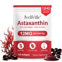 Astaxanthin 보충교재, 산화 방지제 활동을 가진 우수한 Astaxanthin 12mg 산화 방지제, 지원 눈, 합동, 면역성, 피부 건강, 내부 순환, 1Pack (120 Softgels), 비 GMO & 글루텐 없음