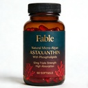 Fable Astaxanthin 12mg with Phospholipids - 5X 흡수, 피부, 눈 & 심장 건강, 60 조사를 위한 자연적인 마이크로 조류 근원 산화 방지제