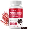 Astaxanthin 12mg | 240 Softgels | Antioxidant Active를 이용한 프리미엄 아세타인틴 산화방지제 | Haemotococcus Pluvialis Algae의 아세타인틴 | 지원 눈, 피부, 면역 체계 건강