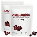 2pack Astaxanthin 12mg, 120 Softgels, 코코넛 오일, 천연 수식, 눈 & 피부 지원, 천연 수식, 비 GMO, 글루텐 프리