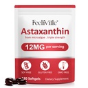 Astaxanthin 12mg (120 Softgels) - 프리미엄 Astaxanthin 산화 방지제 보충 교재 - 지원 눈, 내부 순환, 면역 및 피부 건강 - 신선한 미생물 근원 - 비 GMO & 글루텐 없음
