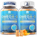 물고기 기름 Omega 3 Gummies 성인을 위한 1500mg - EPA & DHA, COQ10의 빨간 효모 밥을 가진 3배 힘 - H arar-t & 두뇌를 위한 야생 잡종 오메가 3 지방산 보충교재 - 설탕 자유로운, Burpless, 120 조사