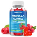 Vegan Omega-3 Gummies 1028mg의 성인 w/EPA 400mg & DHA 600mg & 비타민 A, C, E 지원 뇌, 눈 & 면역 건강, 설탕 무료, 라즈베리 맛, 60 조사를 위한 Omega 3 물고기 기름 대안