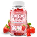 Vegan Omega 3 Gummies 1000mg + CoQ10 + 마그네슘 - w/Algae EPA 600mg & DHA 400mg의 물고기 기름 Omega-3는 성인을 위한 대안을, 뇌, 눈, 면역력, 딸기 풍미, 60 조사 보충합니다