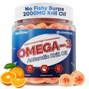 Liposomal 남극 Krill 기름 Omega 3 Gummies 2000mg - EPA, DHA & Astaxanthin를 가진 세포질 수준 흡수 Omega-3 - 산화 방지제 & 뇌 지원 - 물고기 기름은 대안을 보충합니다 - 60 조사