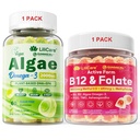 번들: 조류 오메가 3 Gummies 1 팩 & 메틸 B12 + L Methylfolate Gummies 1 팩