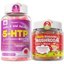 LILICARE 번들: 버섯 사자 Mane + Saffron + 조류 오메가-3 구미 + 어린이 및 성인을위한 5HTP 구미