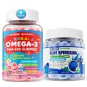 오메가 3 (EPA/DHA) 채워진 Gummies + 유기 파란 Spirulina Gummies