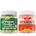 Nextdia Vegan Omega 3 Gummies + 성인 및 어린이를위한 전체 식품 비타민 C Gummies