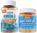 2pack Vegan Omega 3 Gummies + 2pack Cod Liver 기름 Gummies