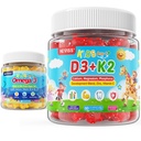 아이 비타민 D3 K2 Gummies 2 팩 + 아이 2 팩을 위한 Omega 3 Gummies