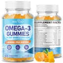 Vegan Omega-3 Gummies - 600mg EPA & 400mg DHA를 가진 1600mg. 높은 흡수 공식. 맛있는 오렌지 맛 - 60 구미
