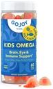 GOJOY 키즈 오메가 3 DHA Gummies - 물고기 Burps 없음, 설탕 없음 - 두뇌, 눈 & 면역 지원 - 조류에서 식물 기반 오메가-3 - 배건, 유아 및 어린이 연령을위한 깨끗한 DHA 3+