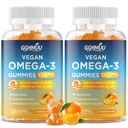 2 팩 Vegan 오메가 3 Gummies 1000MG Algal 기름 오메가 3 Algae DHA 600mg & EPA 300mg 물고기 기름 대안을 가진 성인을 위한 보충교재 - 아이 & 면역력, 오렌지 풍미, 120 조사를 위해