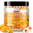 Vegan Omega-3 Gummies - 물고기 기름 Omega 3는 성인을 위한 대안을 보충합니다 - 조류 DHA 600mg & EPA 400mg, 비타민 D3 K2 - 물고기 맛 없음 - 두뇌를 위해, 눈, 면역 지원 - 설탕 자유로운, 120 조사