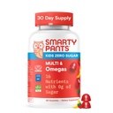 SmartyPants Kids Zero Sugar Multivitamin Gummies : 오메가-3, 비타민 D, C, A, 식물 기반, 글루텐 무료, 딸기 바나나 맛, 60 개 (30 일 공급)