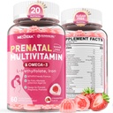 여성 Gummies, Methylfolate 1mg, Vegan 오메가 3 DHA 800mg, 철, Choline, Iodine, 비타민 D3 B6 B12를 위한 Prenatal 비타민 - 여성을 위한 Multivitamin, 임신 후, 설탕 자유로운, 60 조사