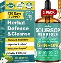 HIIHONE (2 팩) 12-in-1 Soursop Bitters 액체는 바다 모스, 까만씨 기름, 세포 지원 & 재생, Immunity, 간결, Gut & 산화를 억제하는를 위한 Moringa를 떨어뜨립니다 - 2 Fl Oz