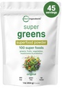 마이크로 재료 슈퍼 그린 파우더, 1lb | 100 Superfood Blend with Daily Greens, Fruits, Vegetables, Mushrooms & Probiotics | Vegan Protein & Enzymes의 소스 | Non-GMO, 글루텐 프리, 첨가물 없음