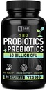 Probiotics 및 Prebiotics + SBO Probiotics (60 억 CFU | 90 캡슐) Acidophilus Probiotic w. Saccharomyces Boulardii, Bifidobacterium + Spore Probiotic & Organic Sprouted Prebiotic 섬유 혼합