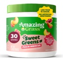 Digestive 건강, 녹색 분말, 소화 효소, Probiotics, Spirulina, Chlorella, Peach Hibiscus, 30 서빙을위한 놀라운 잔디 달콤한 녹색 및 슈퍼 푸드 분말