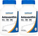 Nutricost Astaxanthin 12mg, Non-GMO 및 글루텐 무료, 120 Softgels (4 개월 공급) (팩 2)