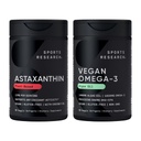 Sports Research® Vegan Antioxidant Support Pack - 오메가-3 조류 기름 및 식물 산화 방지제 활동, 피부 및 눈 건강 (60 Veggie Softgels 각각)에 대 한 Astaxanthin Softgels 기반
