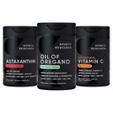스포츠 연구® 산화 방지제 지원 팩 - Oregano의 기름 9500mg + 세 배 힘 Astaxanthin 12mg + Liposomal 비타민 C 보충교재 1000 mg