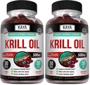 Kaya Naturals - 오메가 3, EPA, DHA, Phospholipids & Astaxanthin 보충교재를 가진 남극 크릴 기름 500mg - 뇌 & 건강 비타민 - 노화 방지 보충교재 - 30의 조사 Softgels (포장 2)