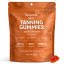 Savanna Skin Tanning Gummies, 비타민 C 및 E, Astaxanthin, Beta Carotene, 자연 보잉 글로우, Bronzing, Non-GMO, Vegan & Sugar 무료 - 60 개 (1)