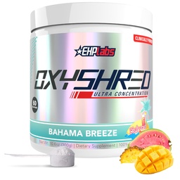 EHP Labs OxyShred Pre 운동 분말 - L 글루타민 및 아세틸 L 카르니틴, 에너지 부스트 음료와 Preworkout 분말 - 바하마 브리즈 / 바치, 60 서빙