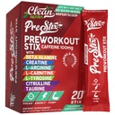 Clean Nutraceuticals Pre 운동 분말 에너지 스틱 - 카페인 100mg, 에너지 음료 혼합, 크레아틴 Monohydrate, Beta Alanine, L-Citrulline, L-Tyrosine, L-Carnitine, Electrolyte Hydration Packets 20 Ct