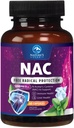 N-Acetyl-L-Cysteine 봉사 당 NAC 보충교재 - 1200mg - 강력한 산화 방지제를 가진 최선 흡수 면역성이 있는 지원 - 호흡 & 간 건강 지원 - Gluten는 미국 - 60의 캡슐에 넣었습니다