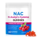 성인 & 아이 1000mg를 위한 Daiasns NAC Gummies - Chewable NAC 보충교재 N 아세틸 Cysteine 지원 Lung & 간 해독, 산화 방지제 & 면역 방어, 딸기 풍미 60 조사
