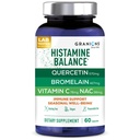 Granions Histamine Balance Complex - Bromelain, NAC 및 비타민 C가있는 Quercetin - 성인과 어린이를위한 D-Hist Seasonal Histamine Blocker 및 면역 지원 보충 - 60 Vegan 캡슐