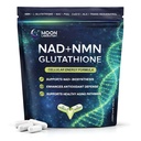 NMN + L-Glutathione 보충교재 – NAD+ 지원, CoQ10, NAC, PQ& 알파 Lipoic 산을 가진 Mitochondrial 에너지 & 산화 방지제 방위 – 120의 캡슐. 리필 팩