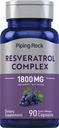 Piping Rock Resveratrol Complex | 90 캡슐 | Ultra Potent | Non-GMO, 글루텐 프리 보충교재