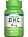 자연의 진실 킬레이트 아연 50mg | 100 정제 | 필수 미네랄 보충 | 아연 Gluconate | Vegan, Non-GMO & 글루텐 무료