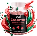 Bizi Creatine Watermelon Gummies for Men & Women, Creatine Monohydrate Gummies, Watermelon 풍미 Creatine Gummy, 운동, 근육 성장, & 회복 보충교재, Vegan & 글루텐 무료 (60 ct)