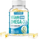 Vegan Omega-3 조류 DHA 보충제 - 2000mg 조류 오일, 식물 기반 Prenatal Algal DHA, 90 Carrageenan 무료 Softgels - 지속 가능한 물고기 오일 대체 지원 뇌, 심장, 눈, 관절 건강